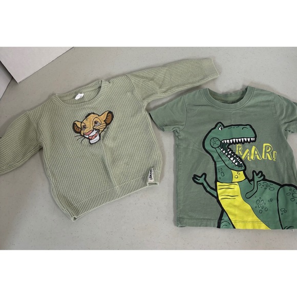 Primark Other - Disney Lion King Simba Sweater & Pixar Dinosaur T-Shirt Bundle Kids Green 12-36M